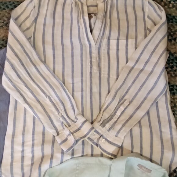 J.Jill/Gap Sz S/M Linen Lot - blue pants 2 Blouses - Picture 3 of 7